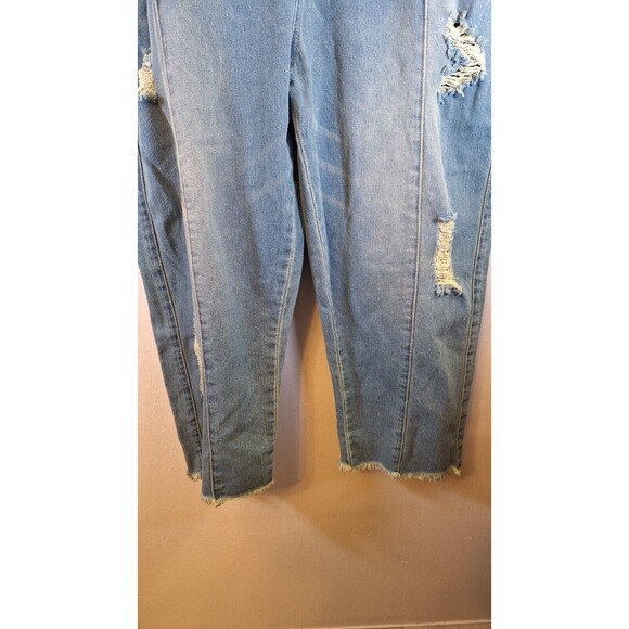 MONTHORIGIN Denim Overalls Women Jeans Blue Bib Distressed Small Baggy Gorpcore - Picture 8 of 10
